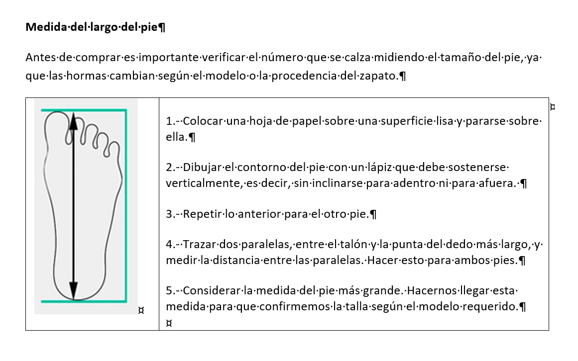 Medida del pie zapato baile flamenco Chile