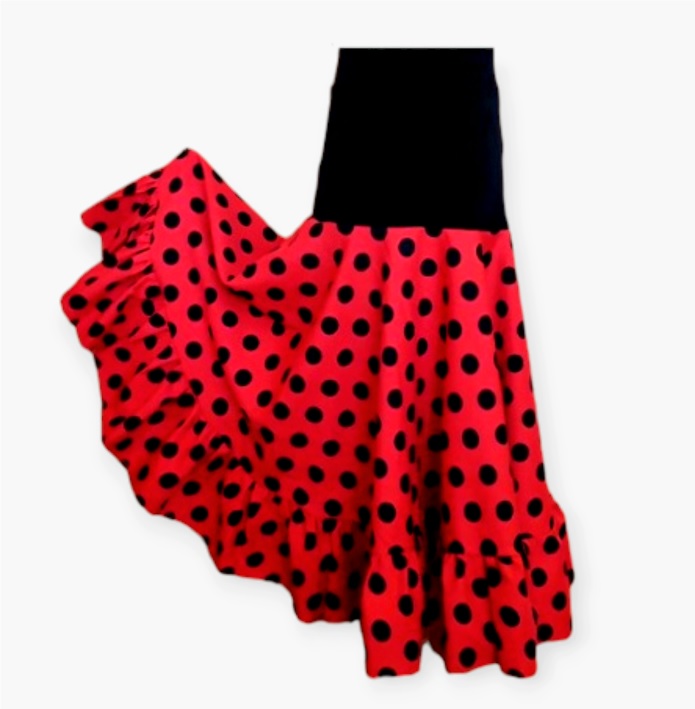 VI20 Falda Canesu rojo lunar negro abierta Bco