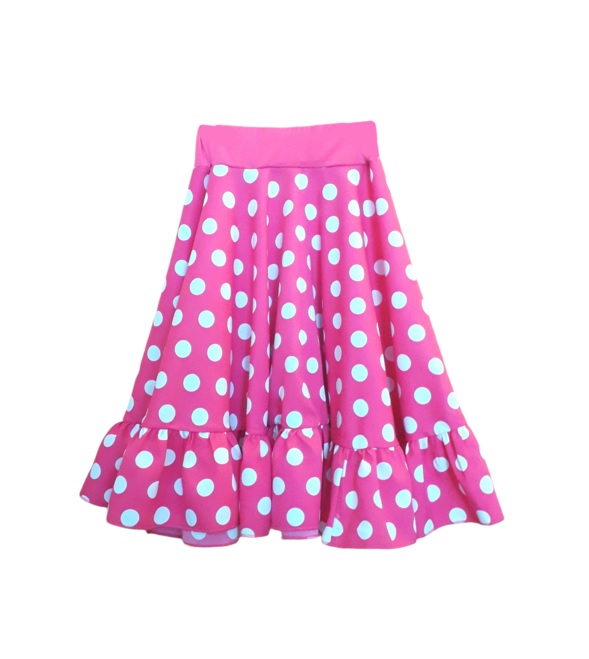 VI20K Falda nina 3a fucsia lunar blanco cerrada Bco