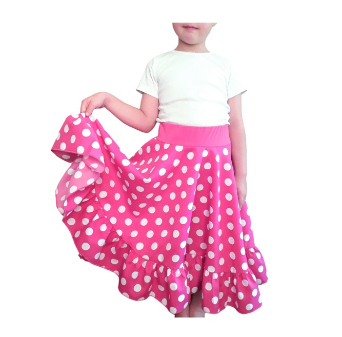 VI20K Falda nina 3a fucsia lunar blanco puesta Bco