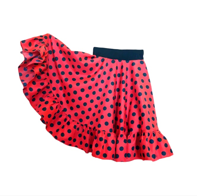 VI20K Falda nina 3a rojo lunar negro abierta Bco