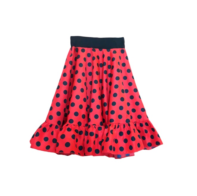 VI20K Falda nina 3a rojo lunar negro cerrada Bco