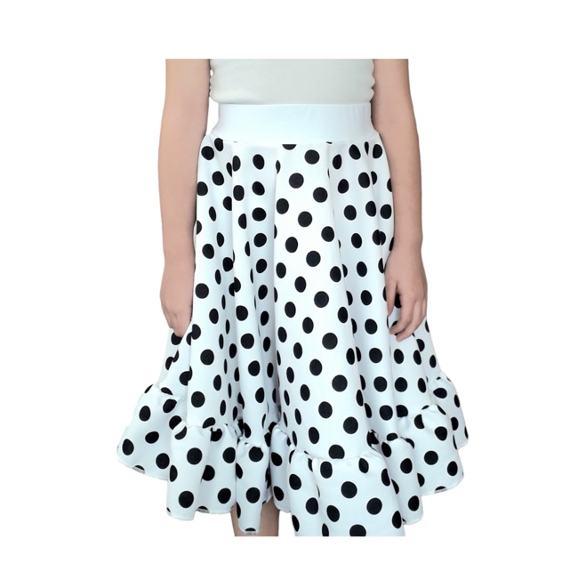 VI22K Falda Plato Bca lunar negro cerrada Bco