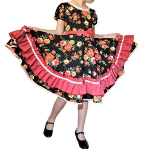 1.3) Vestido de Cueca negro volante coral - pequeño