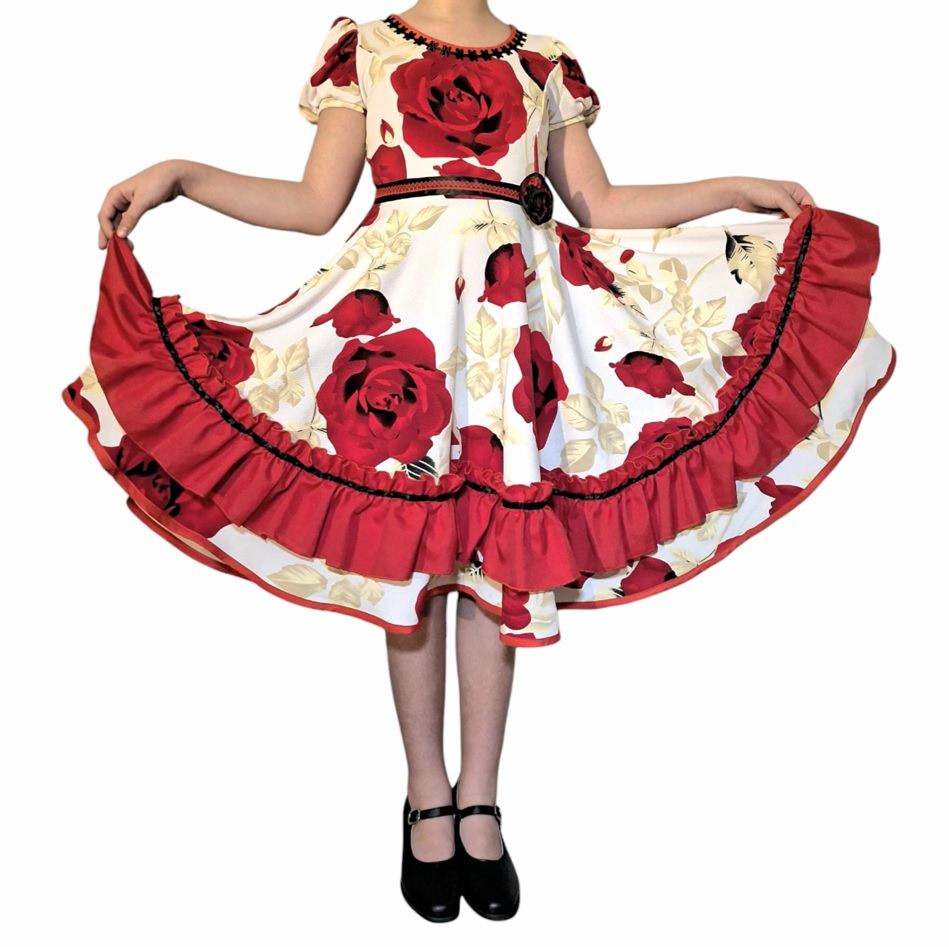 Vestido de Huasa Chile blanco volantes rojo f7