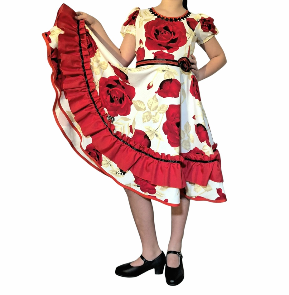Vestido de Huasa Chile blanco volantes rojo f9