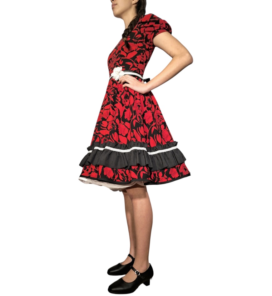 Vestidos de Cueca Chile rojo volantes negro f1