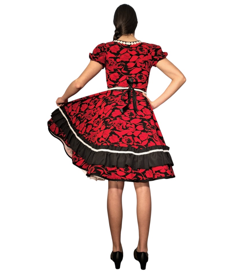 Vestidos de Cueca Chile rojo volantes negro f3