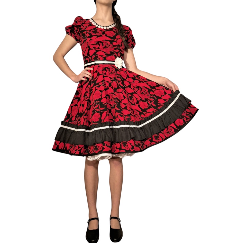 Vestidos de Cueca Chile rojo volantes negro f4