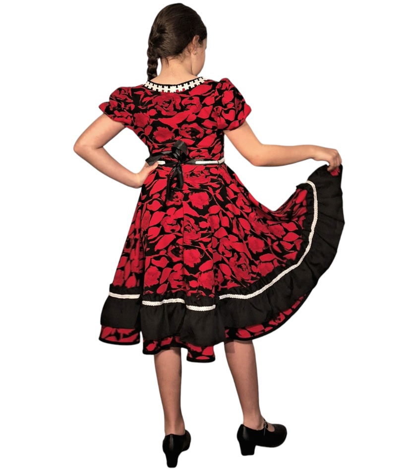 Vestidos de Cueca Chile rojo volantes negro f9