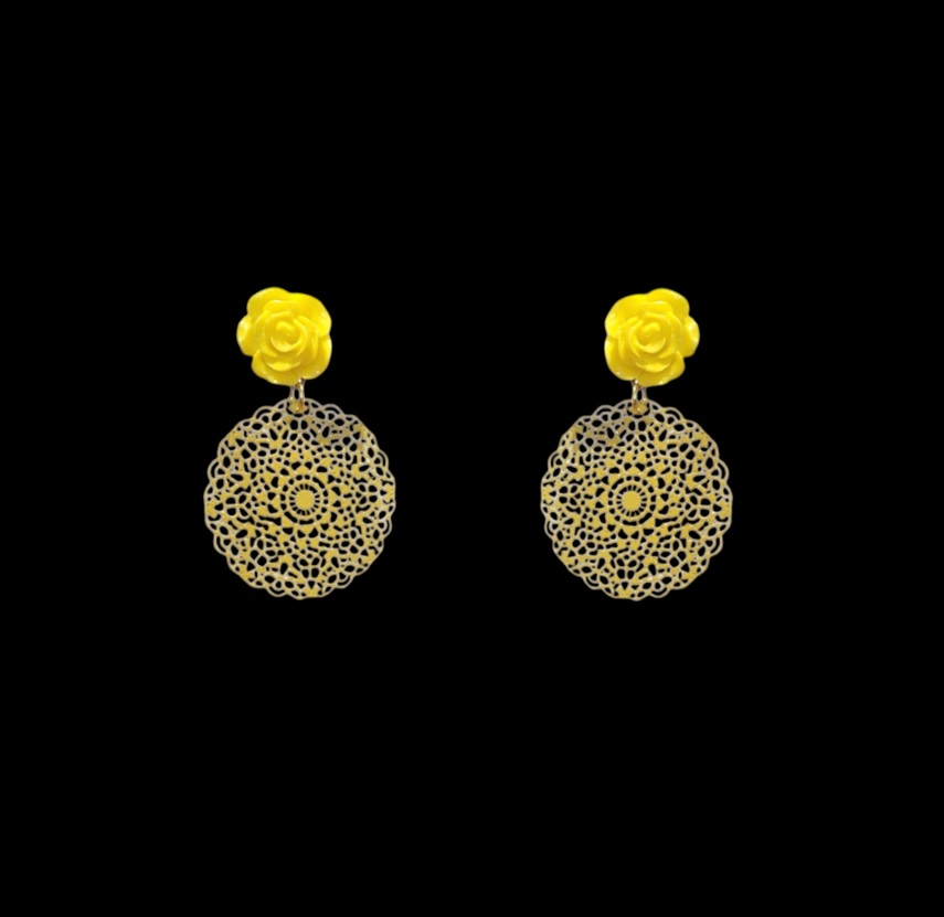Aros esmaltado flor amarillos v2