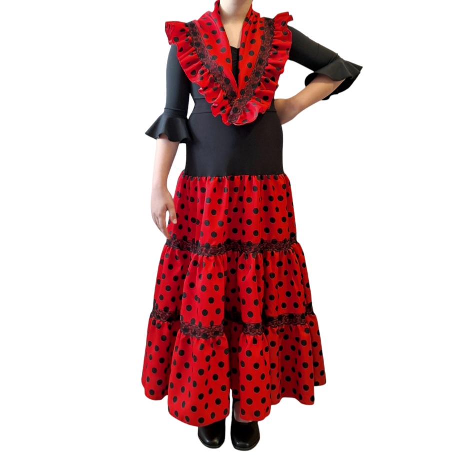 Conjunto flamenco falda canastera nina rojo 1