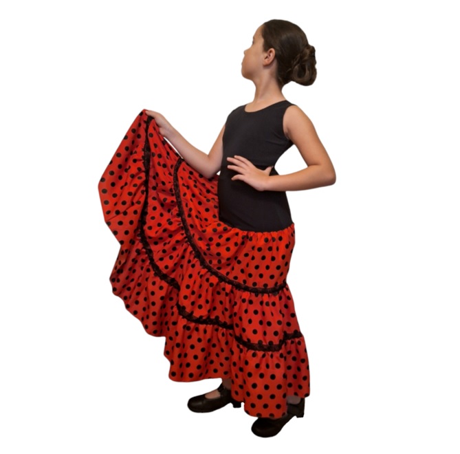 V2 falda canastera nina flamenco Chile rojo f2