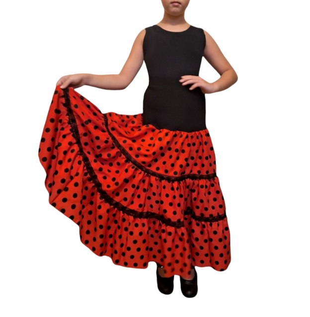 V2 falda canastera nina flamenco Chile rojo f4