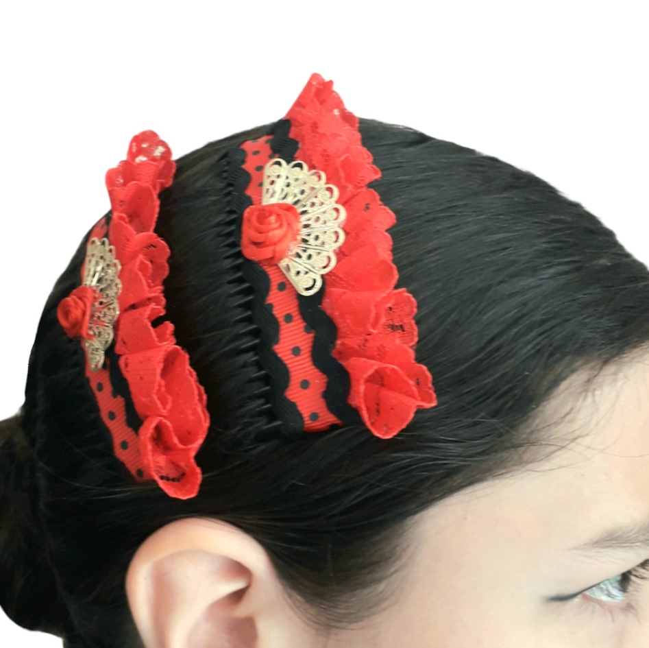 AF34A Peineta Artesanal rojo oro f4