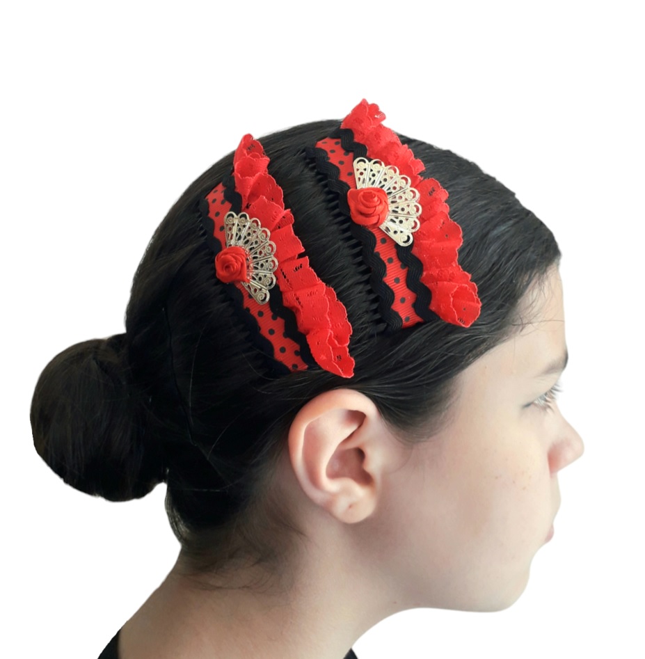 AF34A Peineta Artesanal rojo oro f5