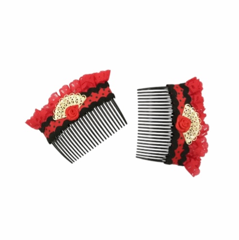 AF34A Peineta Artesanal rojo oro f6