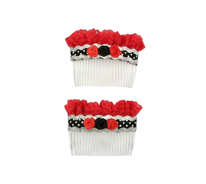 AF34A Peineta Artesanal rojo plata f2