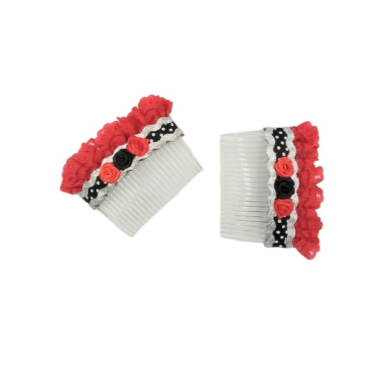 AF34A Peineta Artesanal rojo plata f6