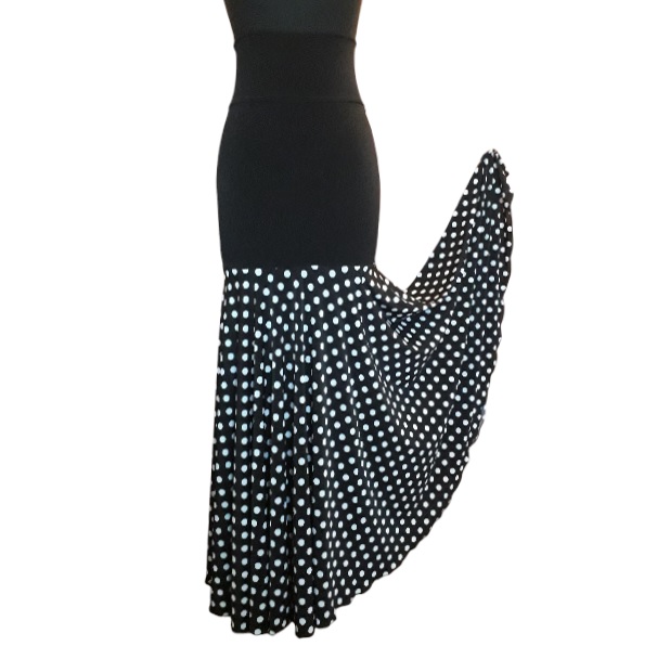 Falda Flamenco Chile Plato negra lunar blanco f1