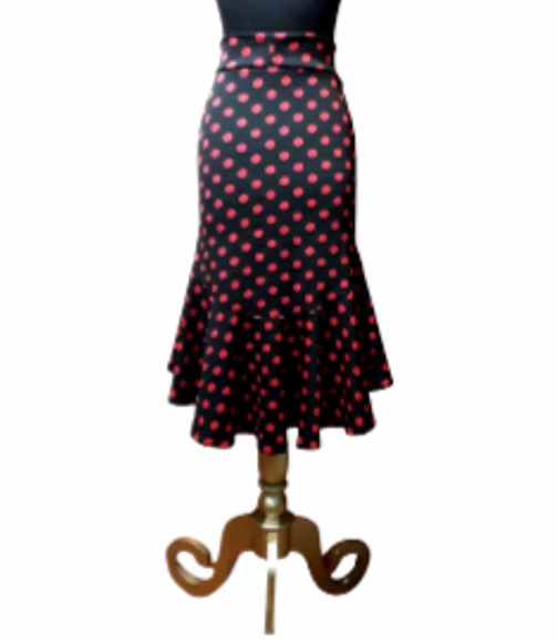 Falda corta volante grande lunares rojos f2