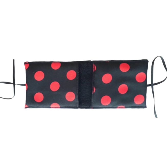 Porta castanuelas negro lunar rojo Chile abierto v2