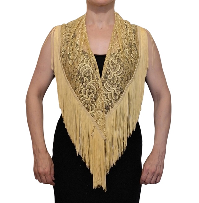 Punta con flecos encaje dorado V2 manton flamenco Chile f2