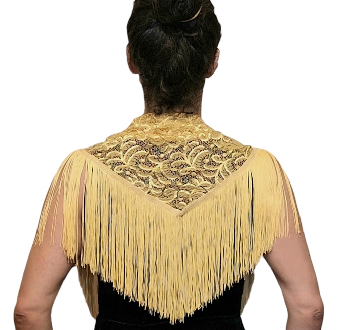 Punta con flecos encaje dorado V2 manton flamenco Chile f3