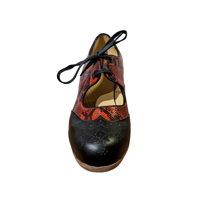 Zapatos flamenco Antiguo serpiente negro rojo frente V2