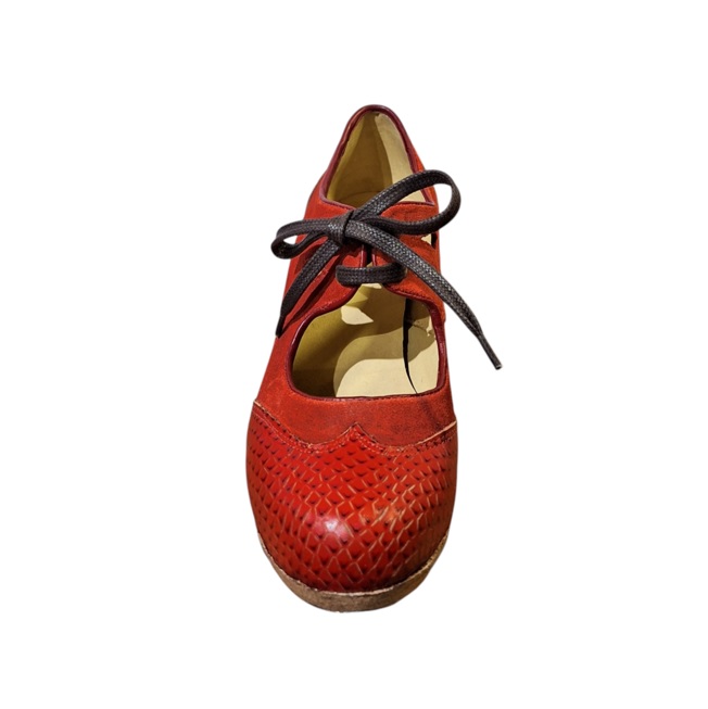 Zapatos flamenco Antiguo serpiente reno rojo frente V2