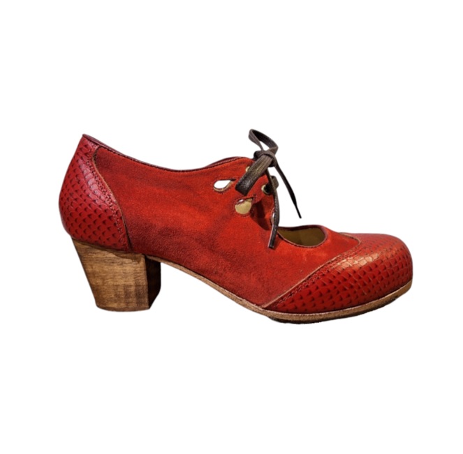 Zapatos flamenco Antiguo serpiente reno rojo lado V2