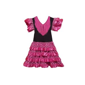 Vestido de Sevillana BB fucsia lunares negros