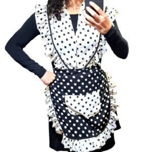 Conjunto Delantal Viscosa negro-blanco invierno