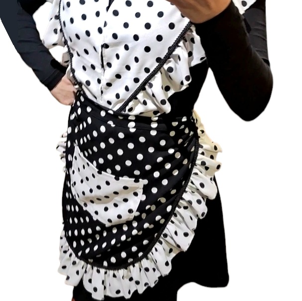 Conjunto Delantal Flamenco Viscosa negro blanco f3