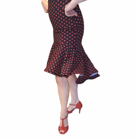 Falda corta tango Chile volante grande lunar rojo f3