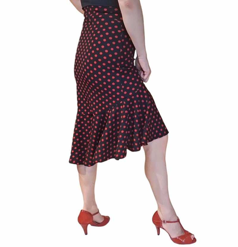 Falda corta tango Chile volante grande lunar rojo f4