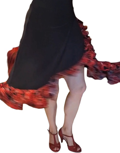 Falda de baile Chile cruzada flor roja f4