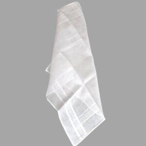 2) Pañuelo de cueca algodón blanco líneas 37x37 cm