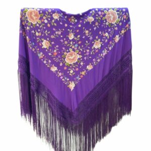 Mantón de Manila Seda Grande - Morado
