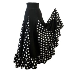j) Falda de flamenco Quilla Alta - lunares blancos