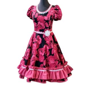 1.4) Vestido de Cueca negro volante fucsia - pequeño
