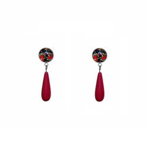 Aro gota cabujón rojo-negro (5 cm)