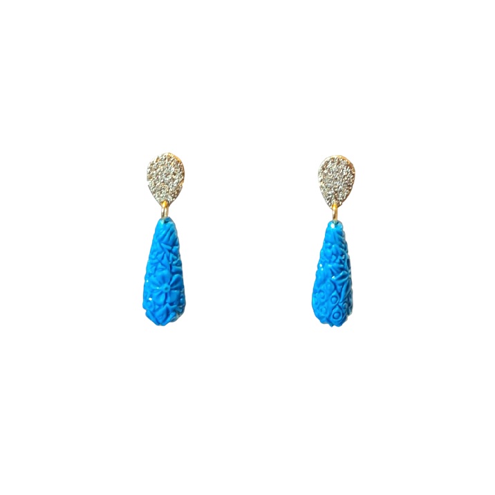 AF36ATP Aro gota tallada turquesa