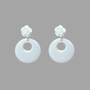 Aro redondo mediano blanco flor (5,5 cm)