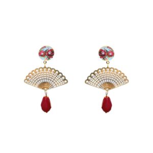 Aro Abanico Cabujón oro-rojo (5,5 cm)
