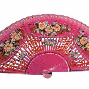 Abanico Pintado a Mano colores fucsia (23 cm)