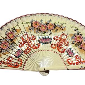 Abanico Pintado a Mano colores crema (23 cm)