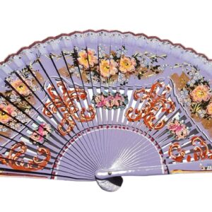 Abanico Pintado a Mano colores lila (23 cm)