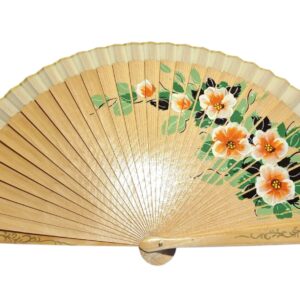 z. Abanico Pintado a Mano natural flores (23 cm)