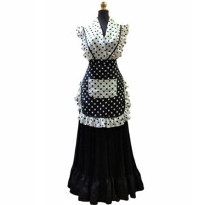 Conjunto Delantal y Punta viscosa negro-blanco invierno